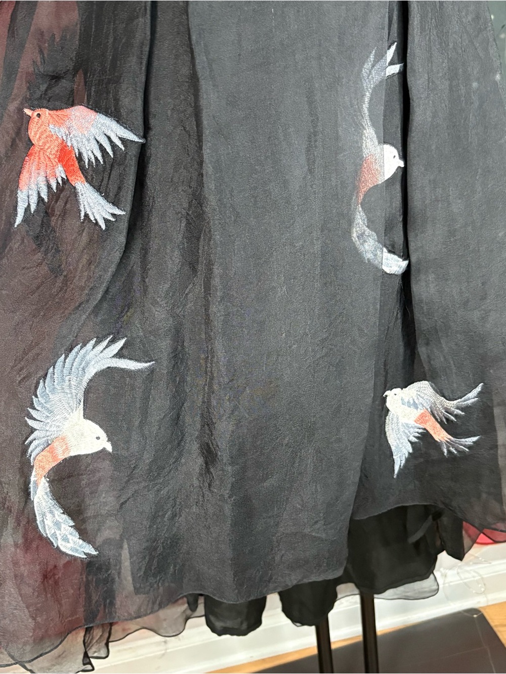 AGAATI Whispering Wings Silk Organza Embroidered Gown dress Sz SX price $625 - Picture 6 of 15